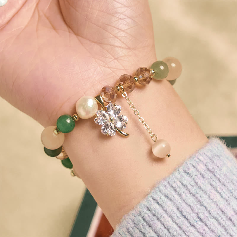 Bracelet d'équilibre en Buddha Stones, trèfle à quatre feuilles, améthyste, citrine, quartz fraise vert, quartz rutile et quartz rutile. - image 16