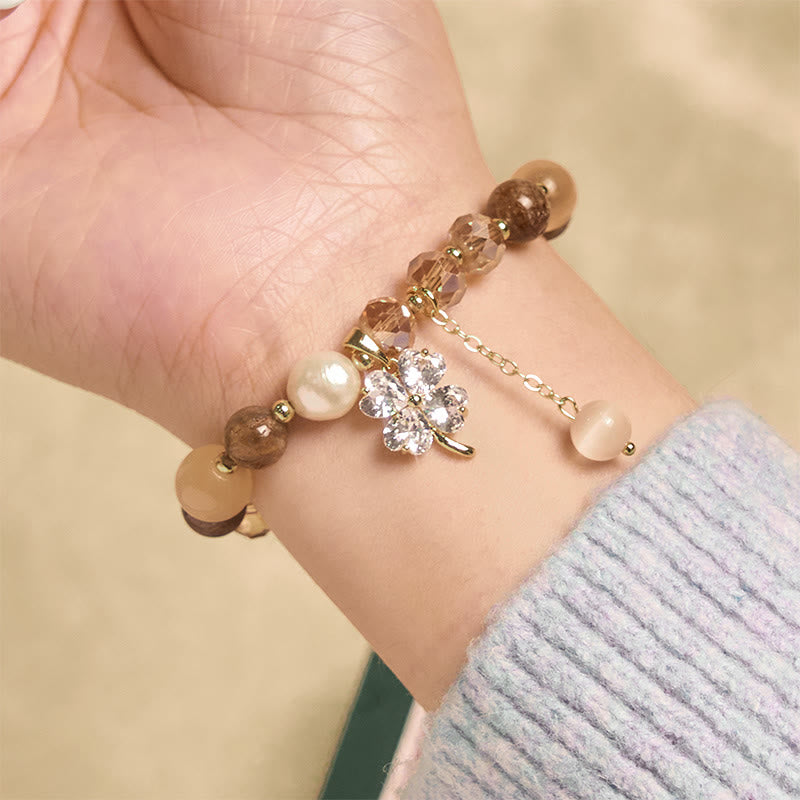 Bracelet d'équilibre en Buddha Stones, trèfle à quatre feuilles, améthyste, citrine, quartz fraise vert, quartz rutile et quartz rutile. - image 22