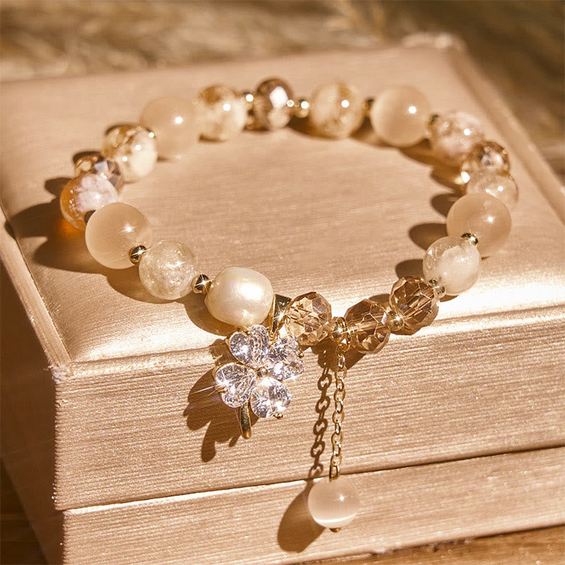 Bracelet d'équilibre en Buddha Stones, trèfle à quatre feuilles, améthyste, citrine, quartz fraise vert, quartz rutile et quartz rutile. - image 9