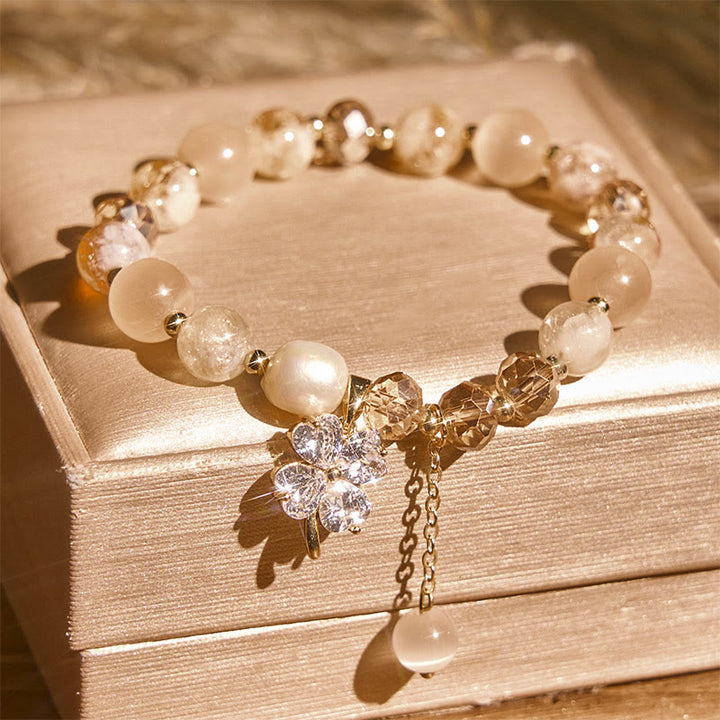 Bracelet d'équilibre en Buddha Stones, trèfle à quatre feuilles, améthyste, citrine, quartz fraise vert, quartz rutile et quartz rutile. - image 9