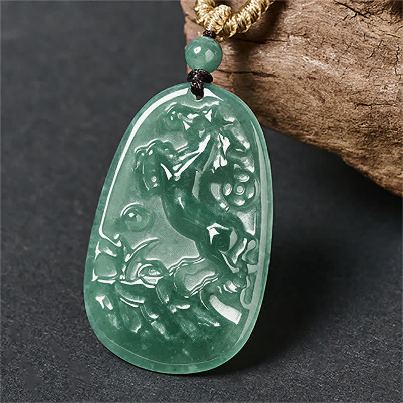 Buddha Stones Année du Cheval Dragon Pièces de cuivre sculptées à la main Corde de jade Pendentifs Collier Énergie de Prospérité - image 0