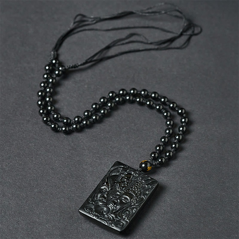 Buddha Stones, mi-démon mi-Bouddha, pendentif en obsidienne noire, symbole de force et de force, motif en relief mi-démon mi-Bouddha. Collier - image 3