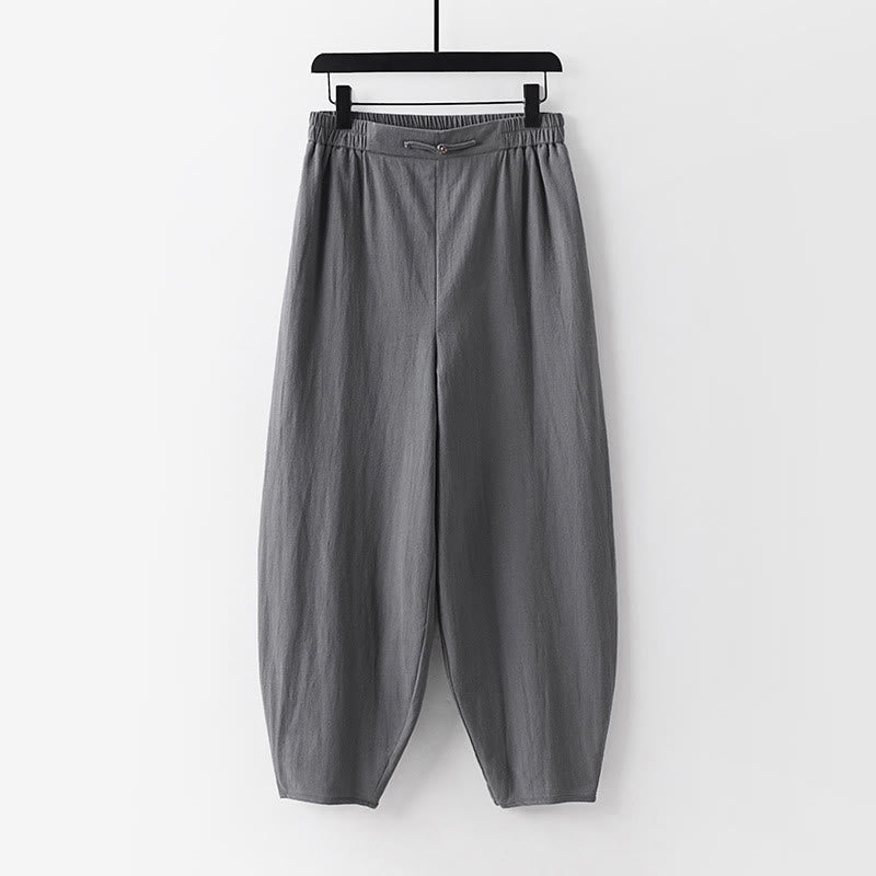 Pantalon d'été uni pour homme en coton et lin, longueur cheville, avec poches, Buddha Stones - Gris - US/UK/AU54，EU64 (9XL) - image 1