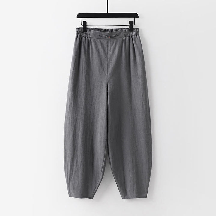 Pantalon d'été uni pour homme en coton et lin, longueur cheville, avec poches, Buddha Stones - Gris - US/UK/AU54，EU64 (9XL) - image 1