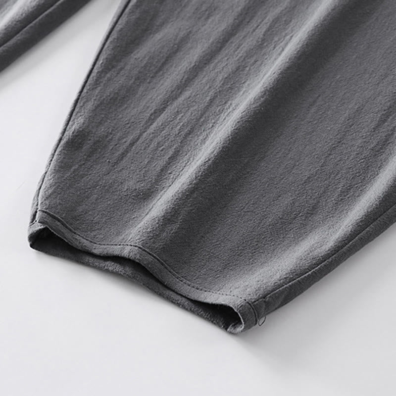 Pantalon d'été uni pour homme en coton et lin, longueur cheville, avec poches, Buddha Stones - image 7