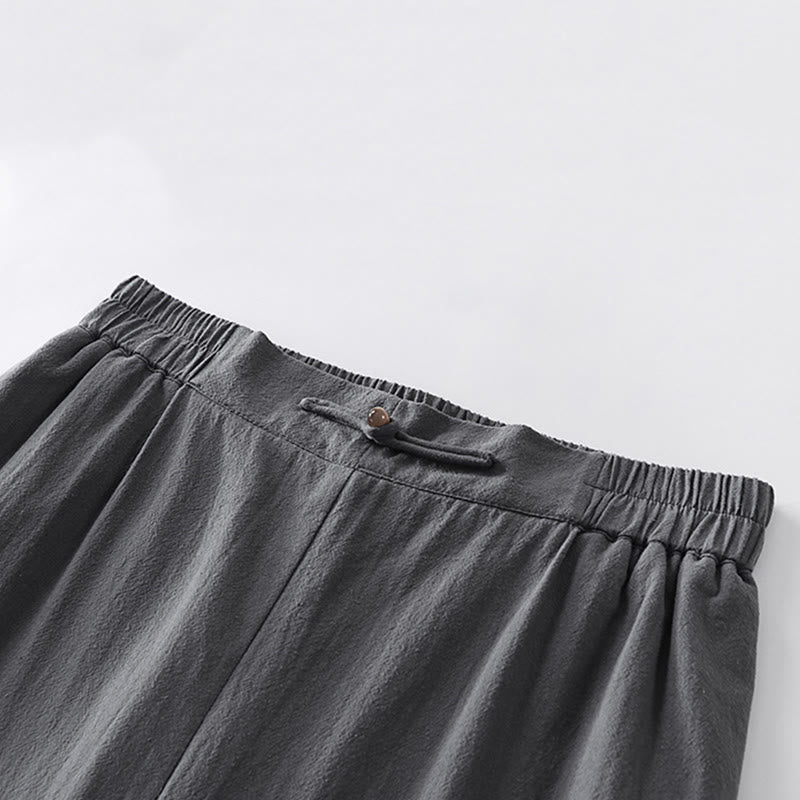 Pantalon d'été uni pour homme en coton et lin, longueur cheville, avec poches, Buddha Stones - image 6