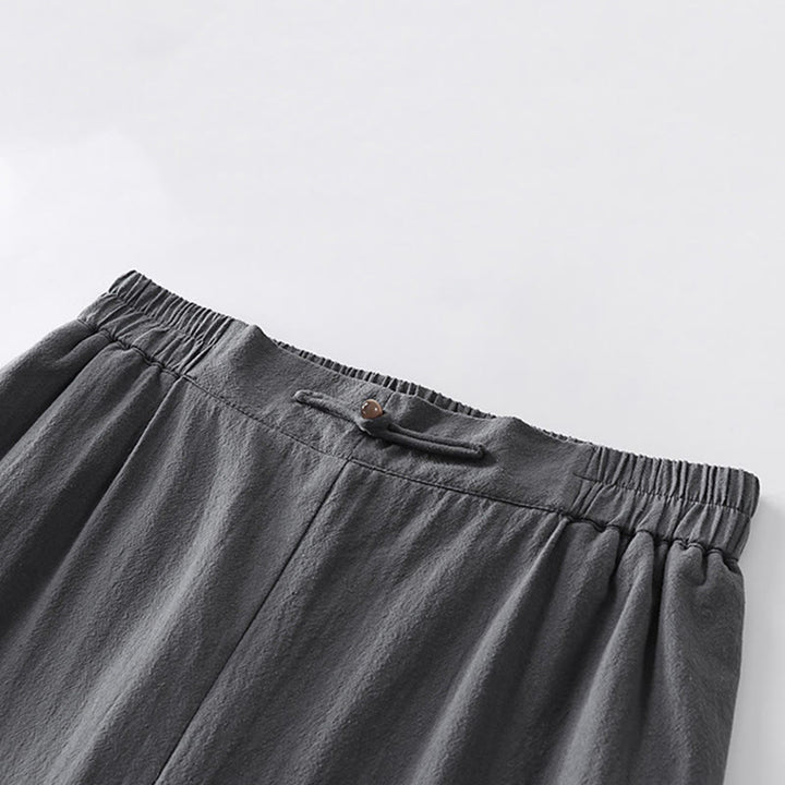 Pantalon d'été uni pour homme en coton et lin, longueur cheville, avec poches, Buddha Stones - image 6