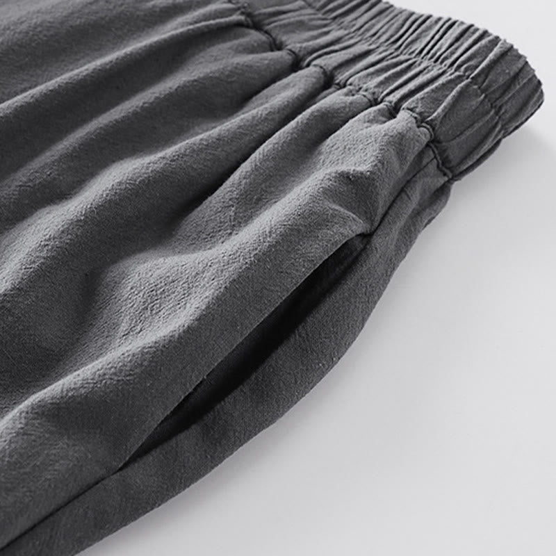 Pantalon d'été uni pour homme en coton et lin, longueur cheville, avec poches, Buddha Stones - image 5