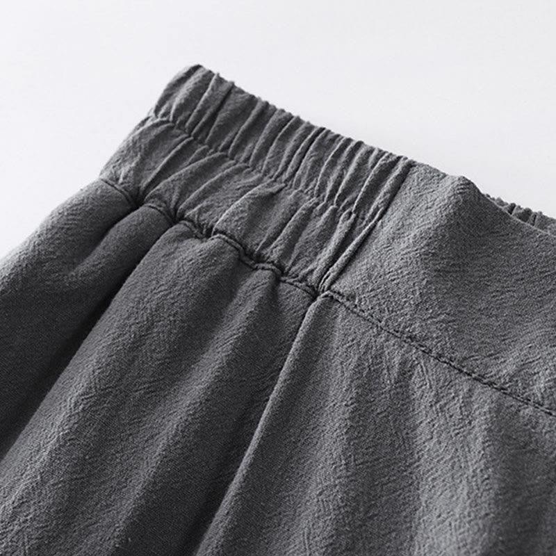 Pantalon d'été uni pour homme en coton et lin, longueur cheville, avec poches, Buddha Stones - image 3