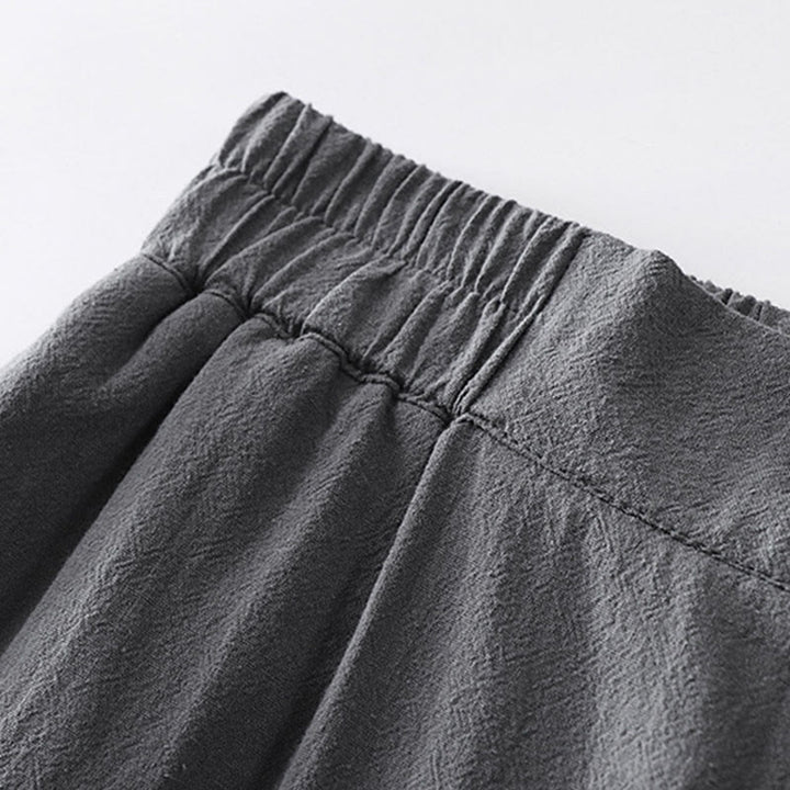 Pantalon d'été uni pour homme en coton et lin, longueur cheville, avec poches, Buddha Stones - image 3