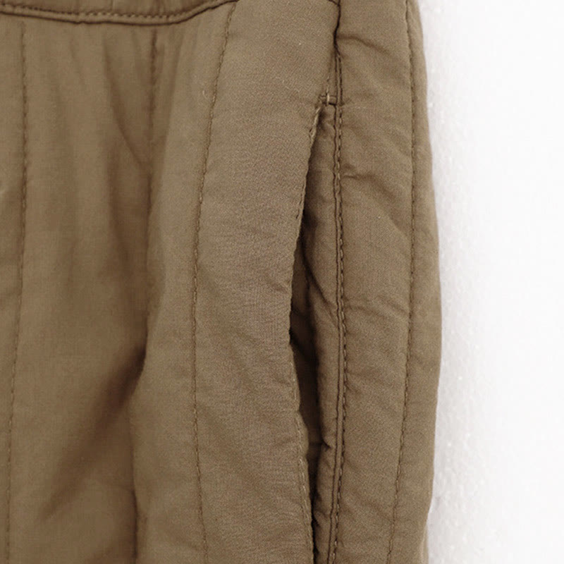 Pantalon harem d'hiver uni en coton pour femme, avec poches, motif Buddha Stones et blocs de couleurs. - image 3