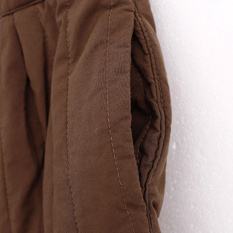 Pantalon harem d'hiver uni en coton pour femme, avec poches, motif Buddha Stones et blocs de couleurs. - image 17