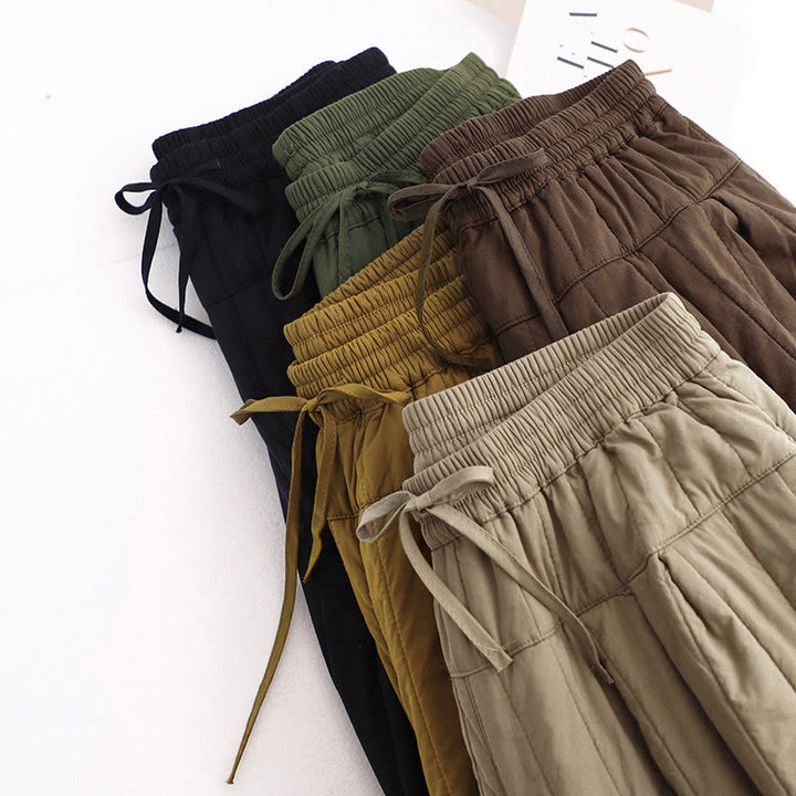 Pantalon harem d'hiver uni en coton pour femme, avec poches, motif Buddha Stones et blocs de couleurs. - image 38