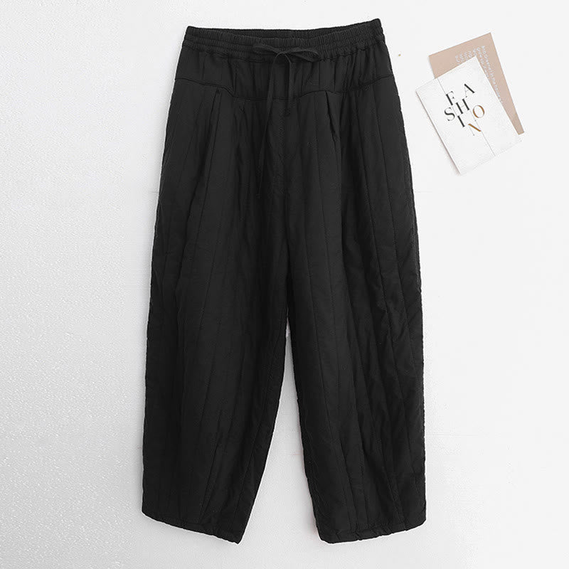 Pantalon harem d'hiver uni en coton pour femme, avec poches, motif Buddha Stones et blocs de couleurs. - Noir - US8-10，UK/AU12-14，EU40-42 (2XL) - image 7