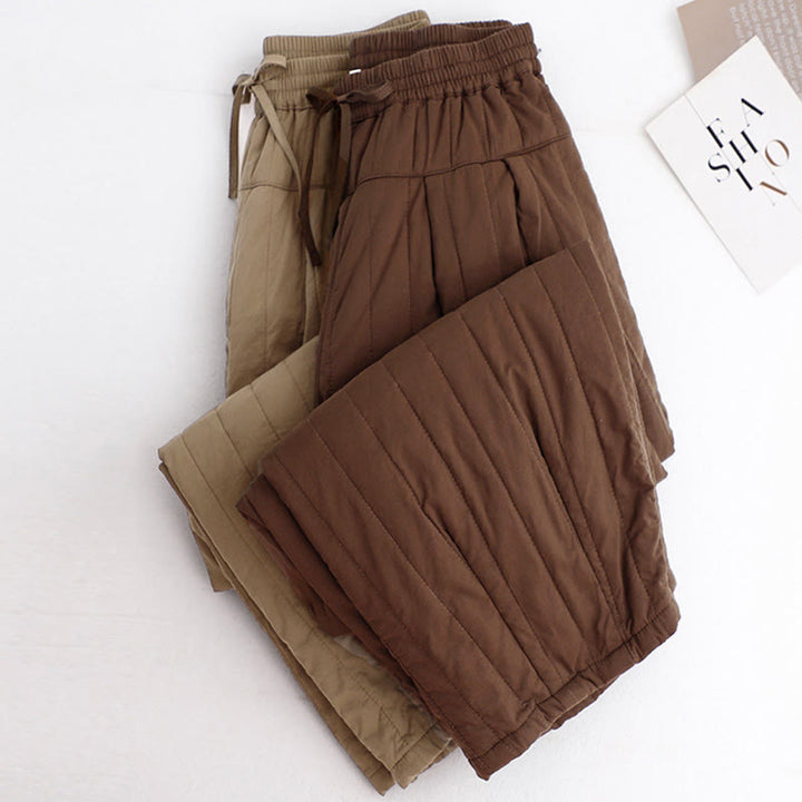 Pantalon harem d'hiver uni en coton pour femme, avec poches, motif Buddha Stones et blocs de couleurs. - image 36