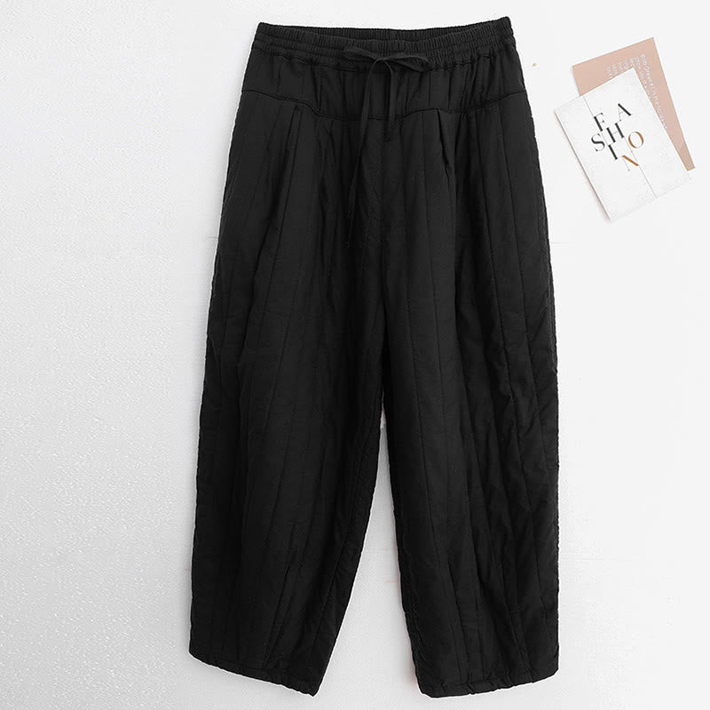 Pantalon harem d'hiver uni en coton pour femme, avec poches, motif Buddha Stones et blocs de couleurs. - image 8