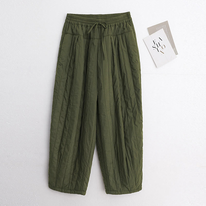 Pantalon harem d'hiver uni en coton pour femme, avec poches, motif Buddha Stones et blocs de couleurs. - Vert foncé - US8-10，UK/AU12-14，EU40-42 (2XL) - image 20