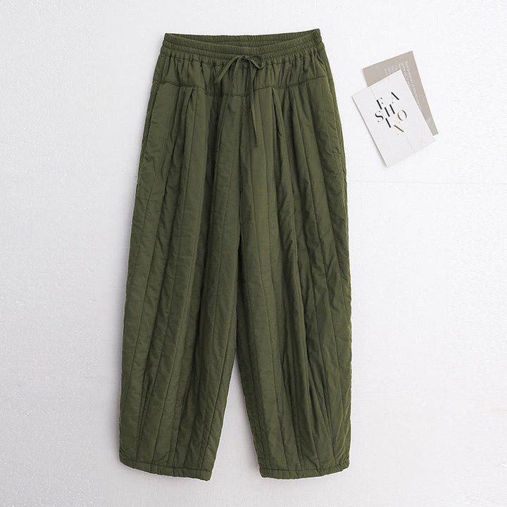 Pantalon harem d'hiver uni en coton pour femme, avec poches, motif Buddha Stones et blocs de couleurs. - Vert foncé - US8-10，UK/AU12-14，EU40-42 (2XL) - image 20