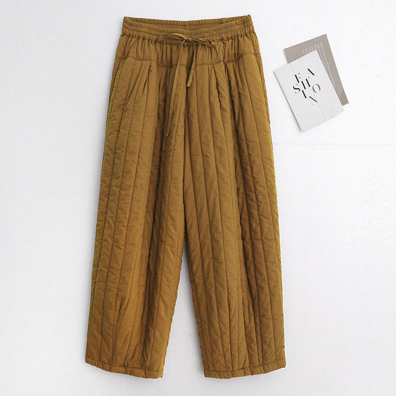 Pantalon harem d'hiver uni en coton pour femme, avec poches, motif Buddha Stones et blocs de couleurs. - verge d'or - US8-10，UK/AU12-14，EU40-42 (2XL) - image 28