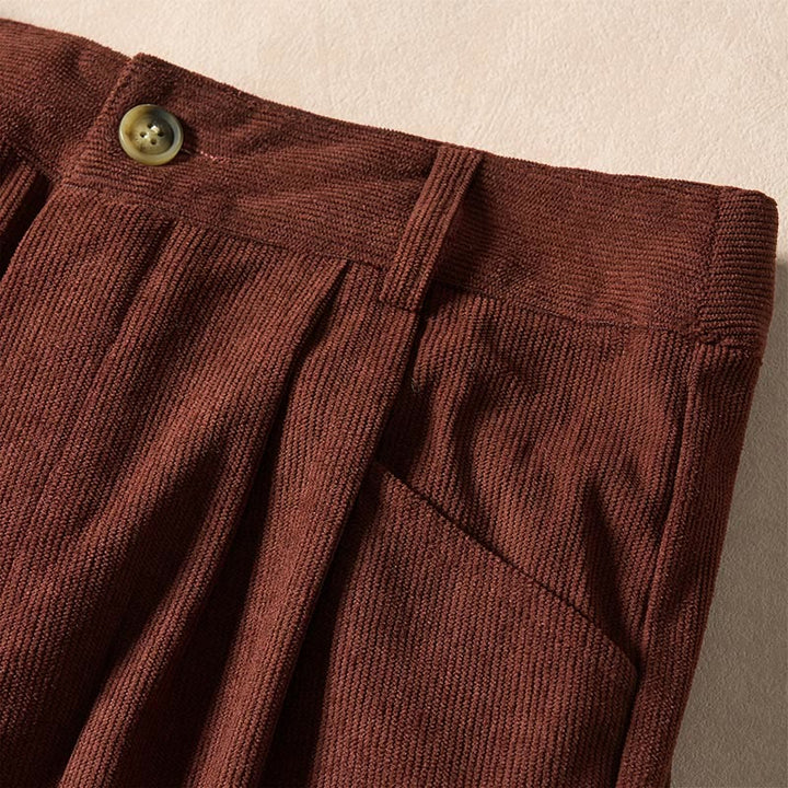 Pantalon harem taille haute en velours côtelé uni Buddha Stones Commute avec fermeture éclair et poches pour femme - image 5