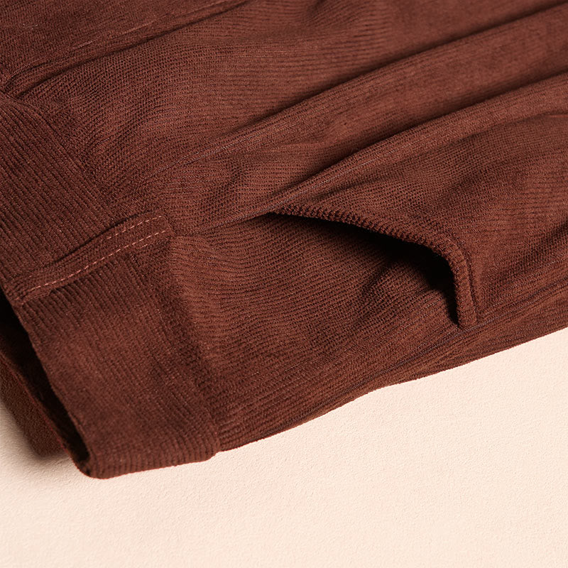 Pantalon harem taille haute en velours côtelé uni Buddha Stones Commute avec fermeture éclair et poches pour femme - image 7