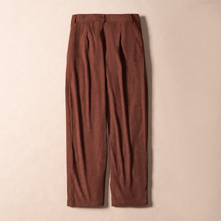 Pantalon harem taille haute en velours côtelé uni Buddha Stones Commute avec fermeture éclair et poches pour femme - image 1