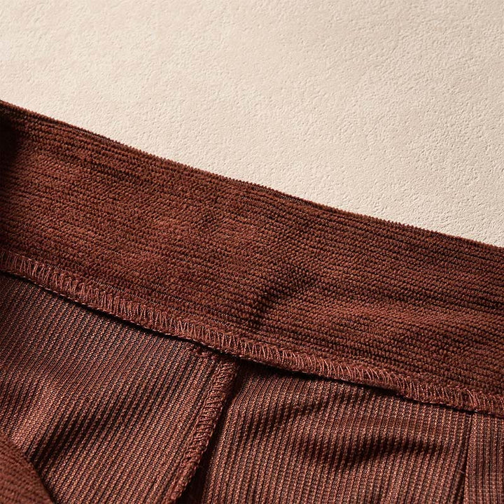 Pantalon harem taille haute en velours côtelé uni Buddha Stones Commute avec fermeture éclair et poches pour femme - image 6