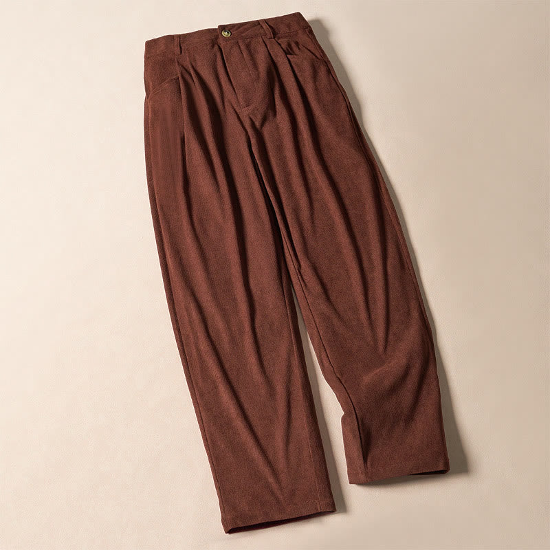 Pantalon harem taille haute en velours côtelé uni Buddha Stones Commute avec fermeture éclair et poches pour femme - image 2