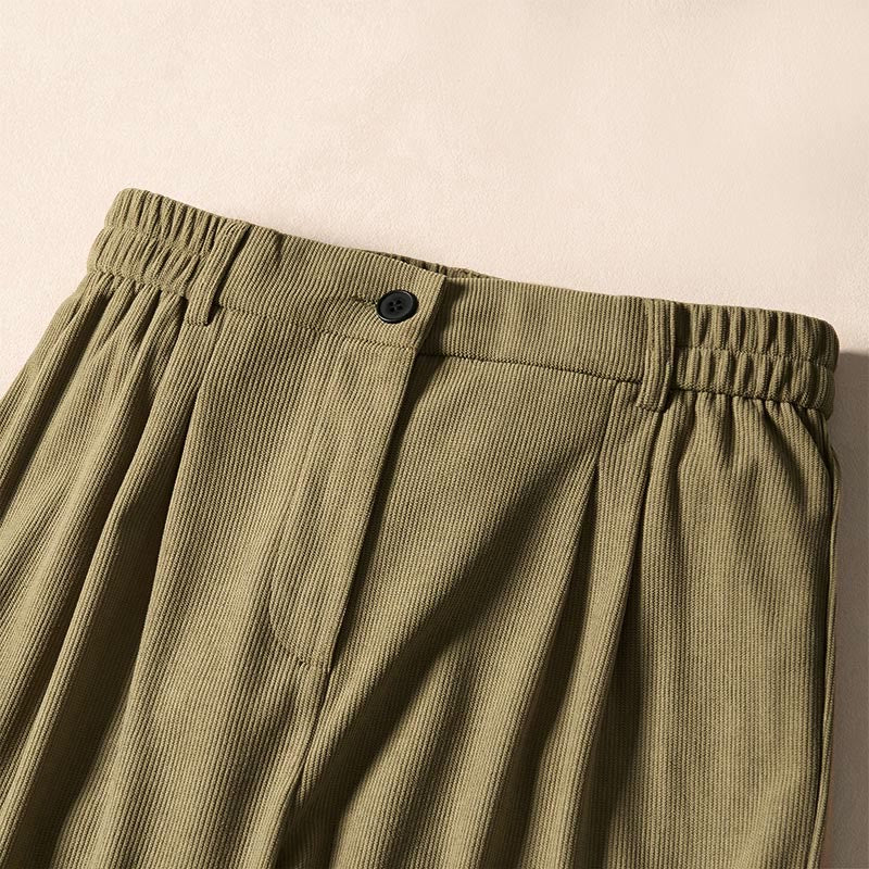 Pantalon harem taille haute en velours côtelé Buddha Stones Commute Fall pour femme avec poches - image 2