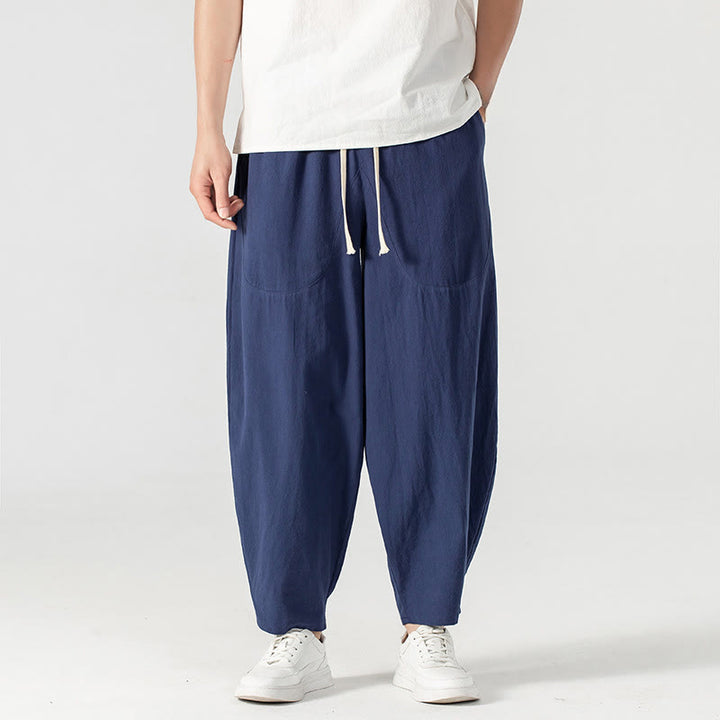 Pantalon harem homme longueur cheville avec poches, coloris uni, motif Buddha Stones, collection printemps/automne - image 13