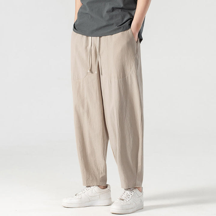 Pantalon harem homme longueur cheville avec poches, coloris uni, motif Buddha Stones, collection printemps/automne - image 4