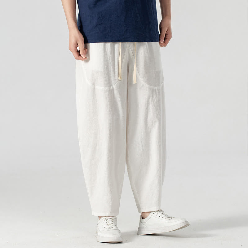 Pantalon harem homme longueur cheville avec poches, coloris uni, motif Buddha Stones, collection printemps/automne - image 31