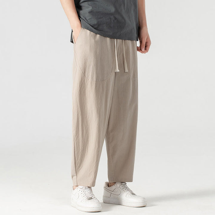 Pantalon harem homme longueur cheville avec poches, coloris uni, motif Buddha Stones, collection printemps/automne - image 3