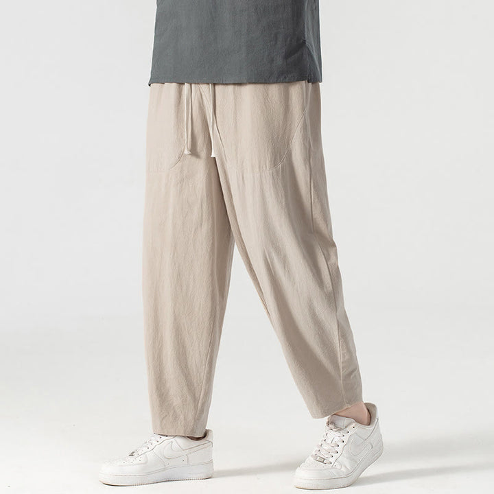 Pantalon harem homme longueur cheville avec poches, coloris uni, motif Buddha Stones, collection printemps/automne - image 5