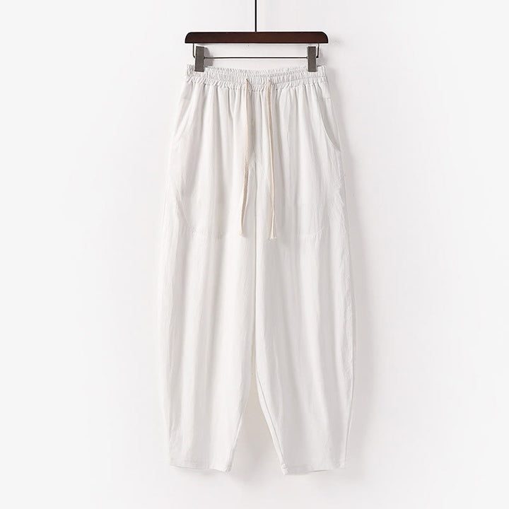 Pantalon harem homme longueur cheville avec poches, coloris uni, motif Buddha Stones, collection printemps/automne - Blanc - US/UK/AU54，EU64 (9XL) - image 29