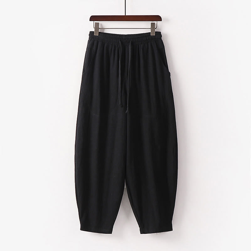 Pantalon harem homme longueur cheville avec poches, coloris uni, motif Buddha Stones, collection printemps/automne - Noir - US/UK/AU54，EU64 (9XL) - image 25