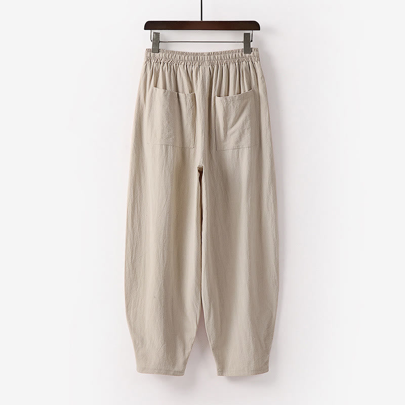 Pantalon harem homme longueur cheville avec poches, coloris uni, motif Buddha Stones, collection printemps/automne - image 1