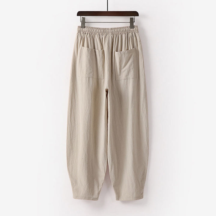 Pantalon harem homme longueur cheville avec poches, coloris uni, motif Buddha Stones, collection printemps/automne - image 1