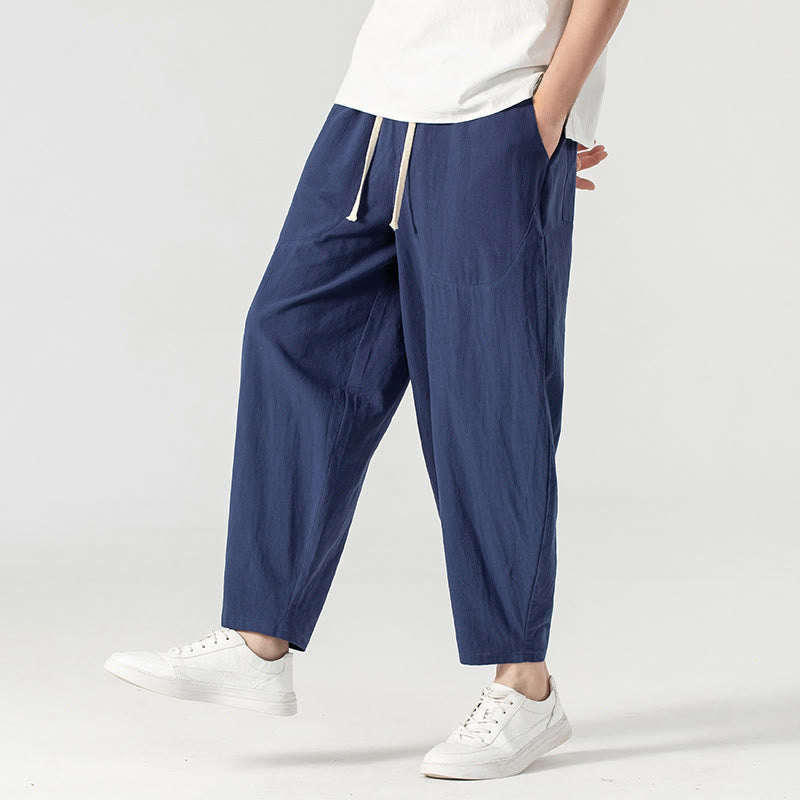 Pantalon harem homme longueur cheville avec poches, coloris uni, motif Buddha Stones, collection printemps/automne - image 16