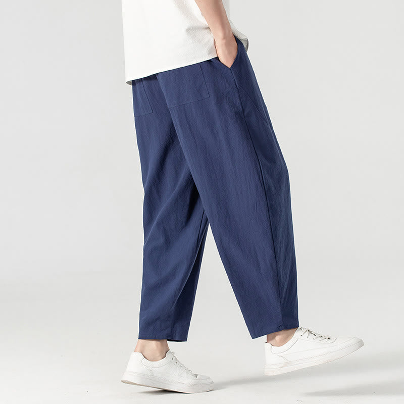 Pantalon harem homme longueur cheville avec poches, coloris uni, motif Buddha Stones, collection printemps/automne - image 17