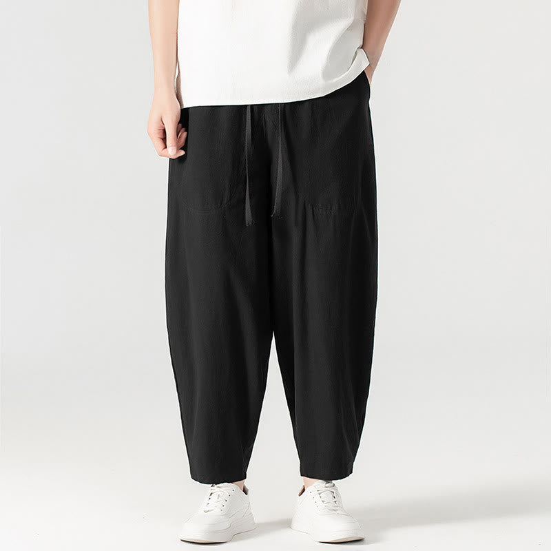 Pantalon harem homme longueur cheville avec poches, coloris uni, motif Buddha Stones, collection printemps/automne - image 26