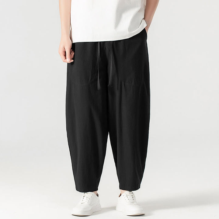 Pantalon harem homme longueur cheville avec poches, coloris uni, motif Buddha Stones, collection printemps/automne - image 26