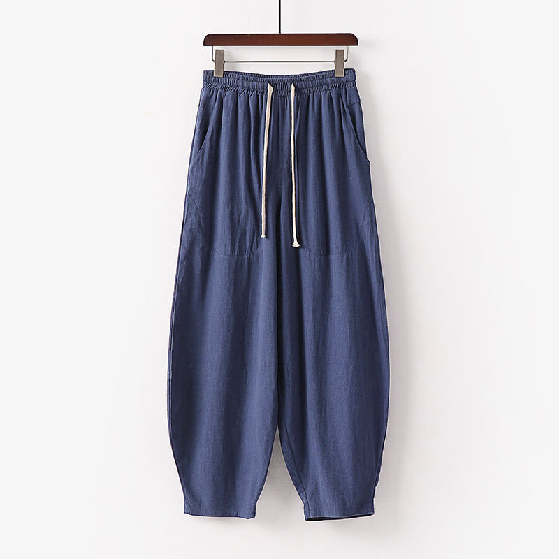 Pantalon harem homme longueur cheville avec poches, coloris uni, motif Buddha Stones, collection printemps/automne - SteelBlue - US/UK/AU54，EU64 (9XL) - image 12