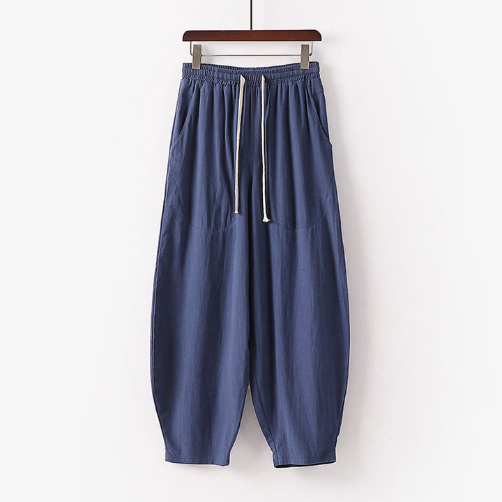 Pantalon harem homme longueur cheville avec poches, coloris uni, motif Buddha Stones, collection printemps/automne - SteelBlue - US/UK/AU54，EU64 (9XL) - image 12