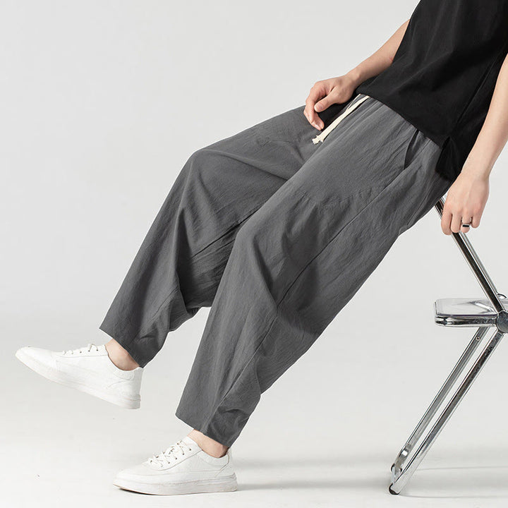 Pantalon harem homme longueur cheville avec poches, coloris uni, motif Buddha Stones, collection printemps/automne - image 24