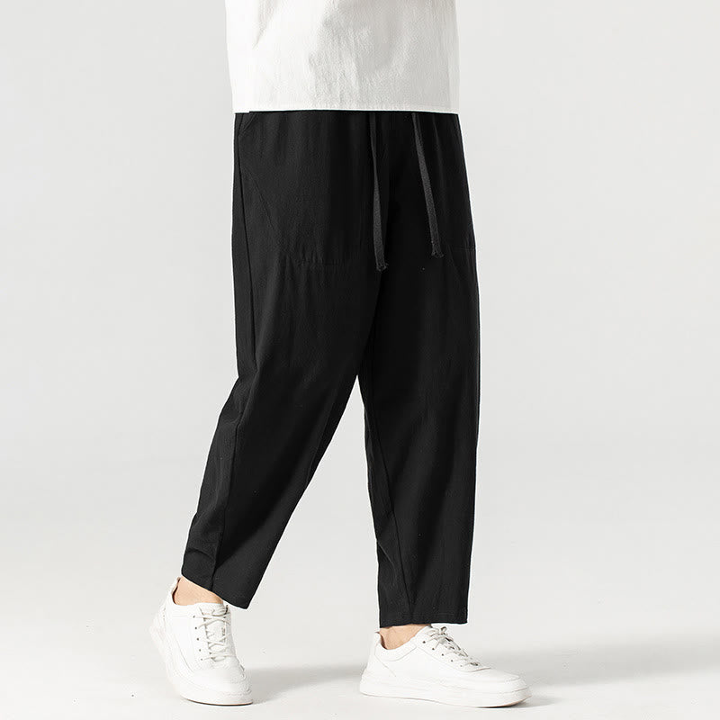 Pantalon harem homme longueur cheville avec poches, coloris uni, motif Buddha Stones, collection printemps/automne - image 27