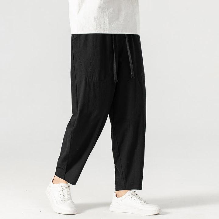 Pantalon harem homme longueur cheville avec poches, coloris uni, motif Buddha Stones, collection printemps/automne - image 27