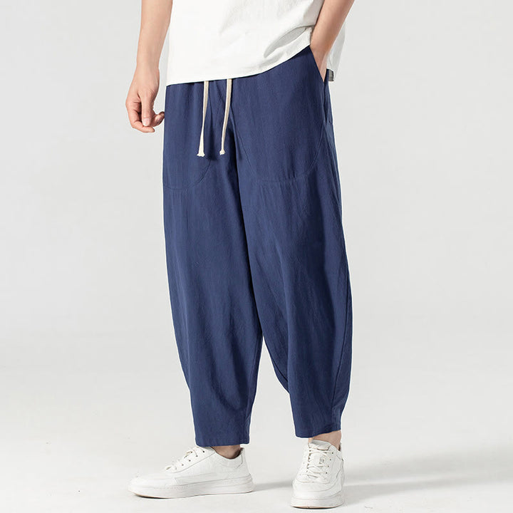 Pantalon harem homme longueur cheville avec poches, coloris uni, motif Buddha Stones, collection printemps/automne - image 14