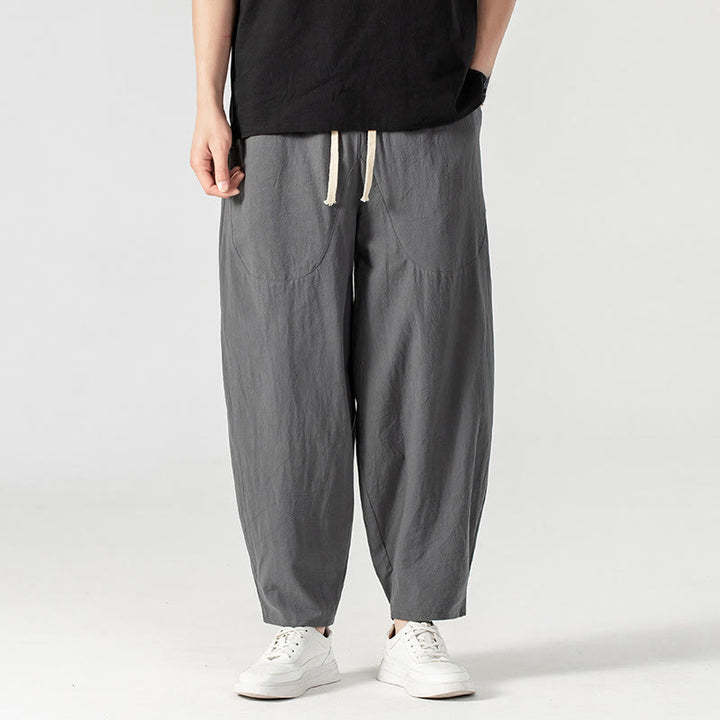 Pantalon harem homme longueur cheville avec poches, coloris uni, motif Buddha Stones, collection printemps/automne - image 19