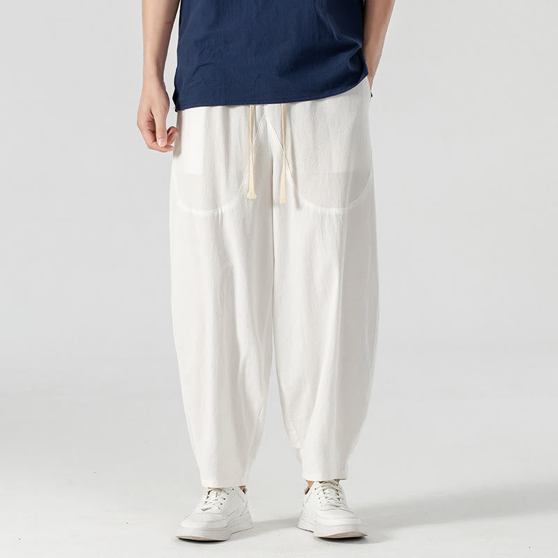 Pantalon harem homme longueur cheville avec poches, coloris uni, motif Buddha Stones, collection printemps/automne - image 30